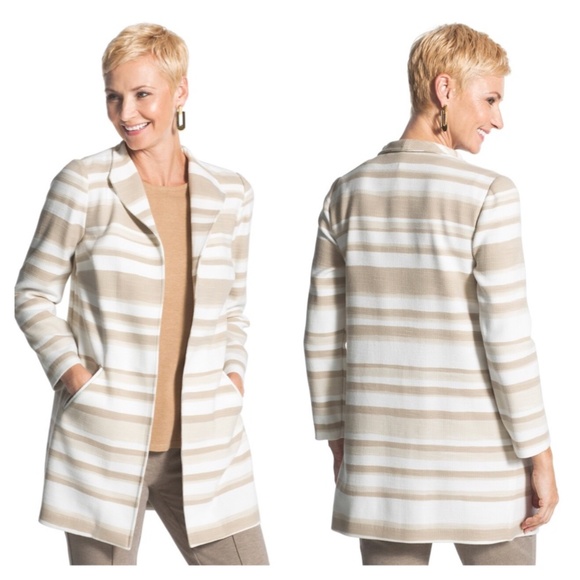 Chico's Jackets & Blazers - CHICO'S MODERN STRIPED DUSTER JACKET